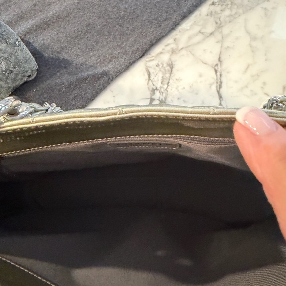 CHANEL Quilted Tote in Silver with Gold Logo - Picture 8 of 9